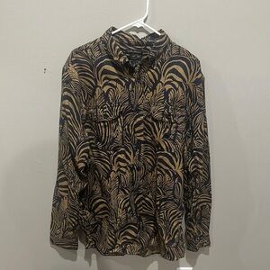 NEW Banana Republic Black and Tan Patterned Shirt size L Tall